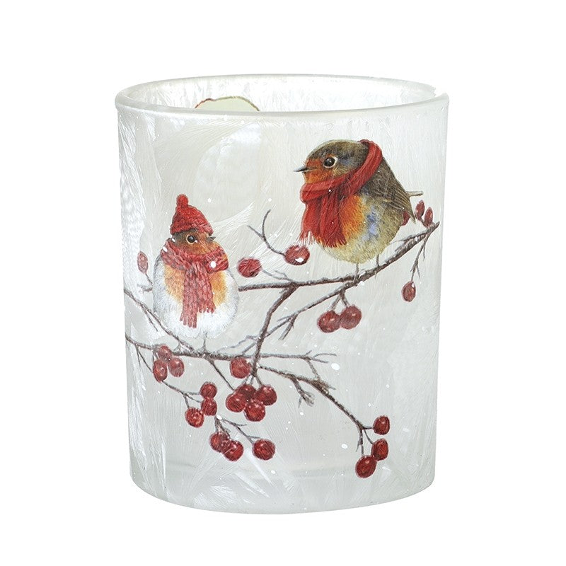Small Robins In Scarfs T-Light Holder 7.4cm