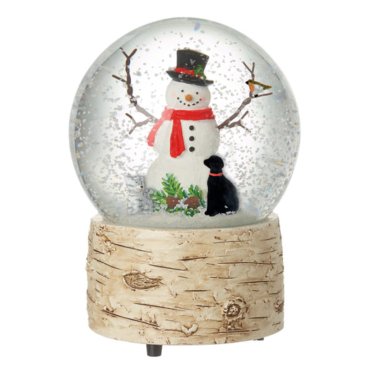 Snowman With Dog & Cat Snow Globe
