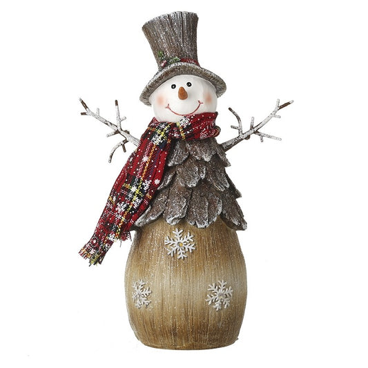 Christmas Snowman With Tartan Scarf & Hat