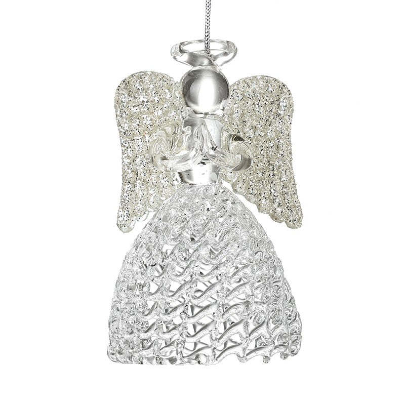 Spun Glass Angel with Glitter Wings