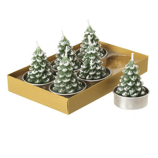 Set of 6 Wax Christmas Tree T-Lights