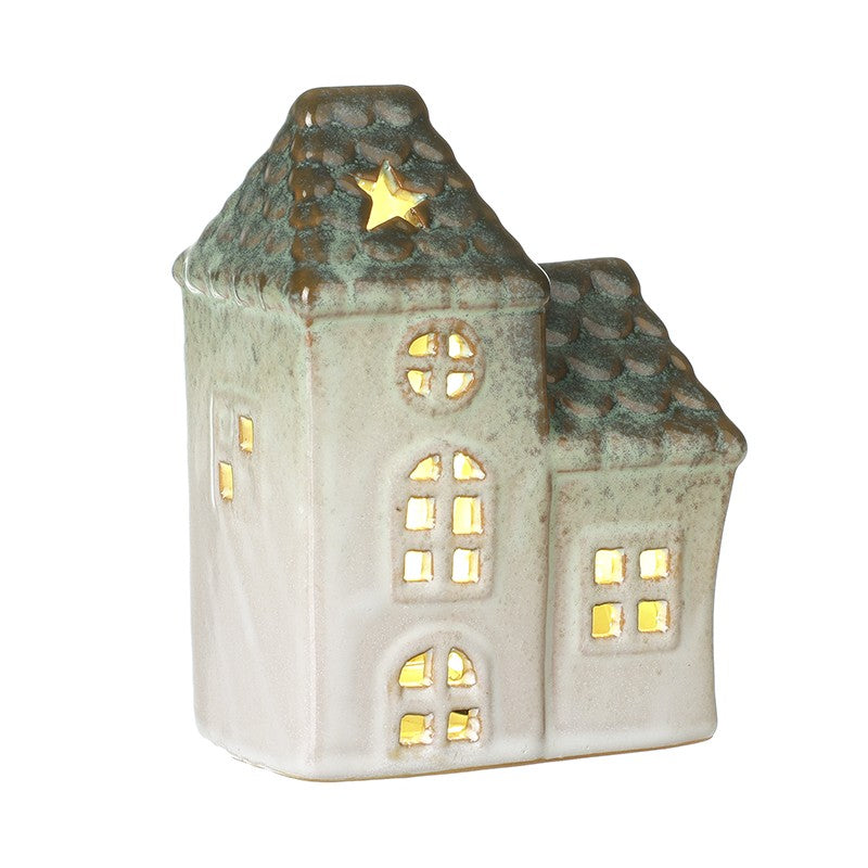LED Ceramic Christmas House With Star Roof 11cm