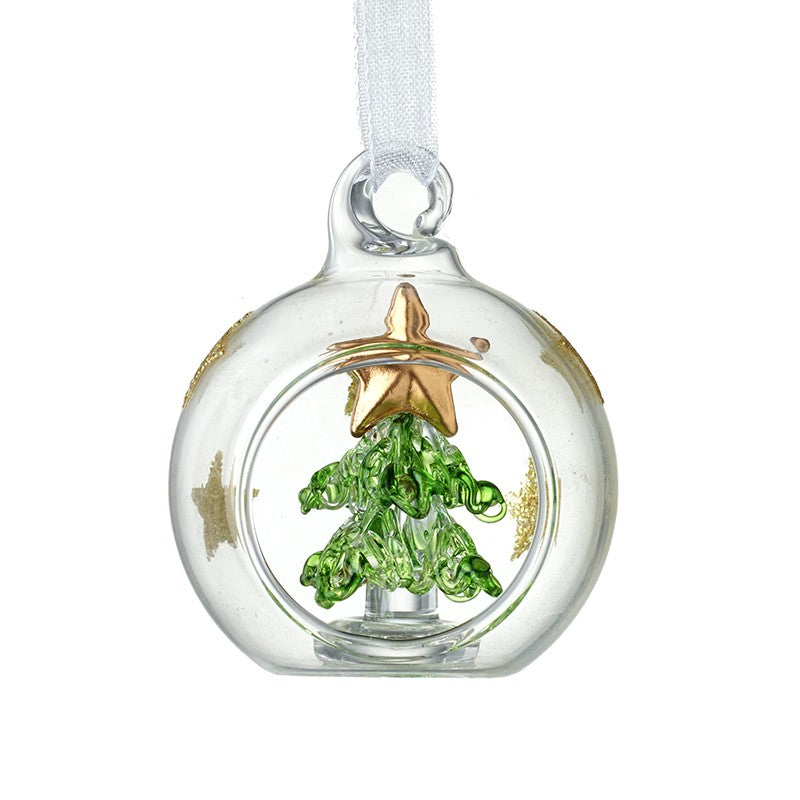 Clear & Gold Star Bauble With Christmas Tree