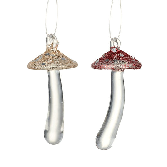 Gold and Red Glass Mushroom - One of Each