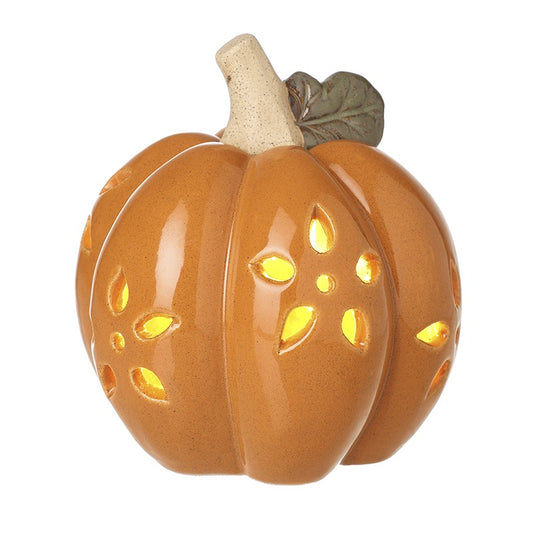 Porcelain Battery LED Pumpkin 13.5cm