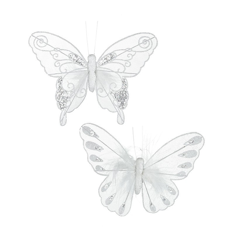 Opaque Silver Hanging Butterfly Mix -One of Each