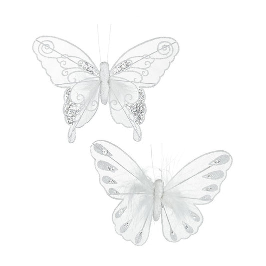Opaque Silver Hanging Butterfly Mix -One of Each