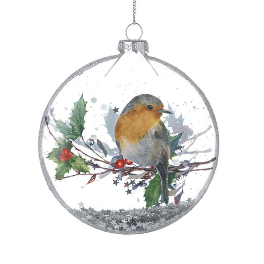 Glass Robin Bauble Christmas Tree Decoration