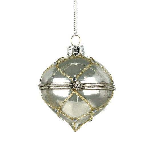 Silver & Gold Hanging Glass Opening Christmas Bauble