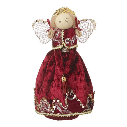 Angel In Burgundy Dress With Sequins
