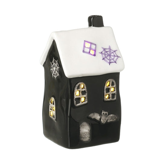 Halloween Light-Up Black House with Spider Web Design
