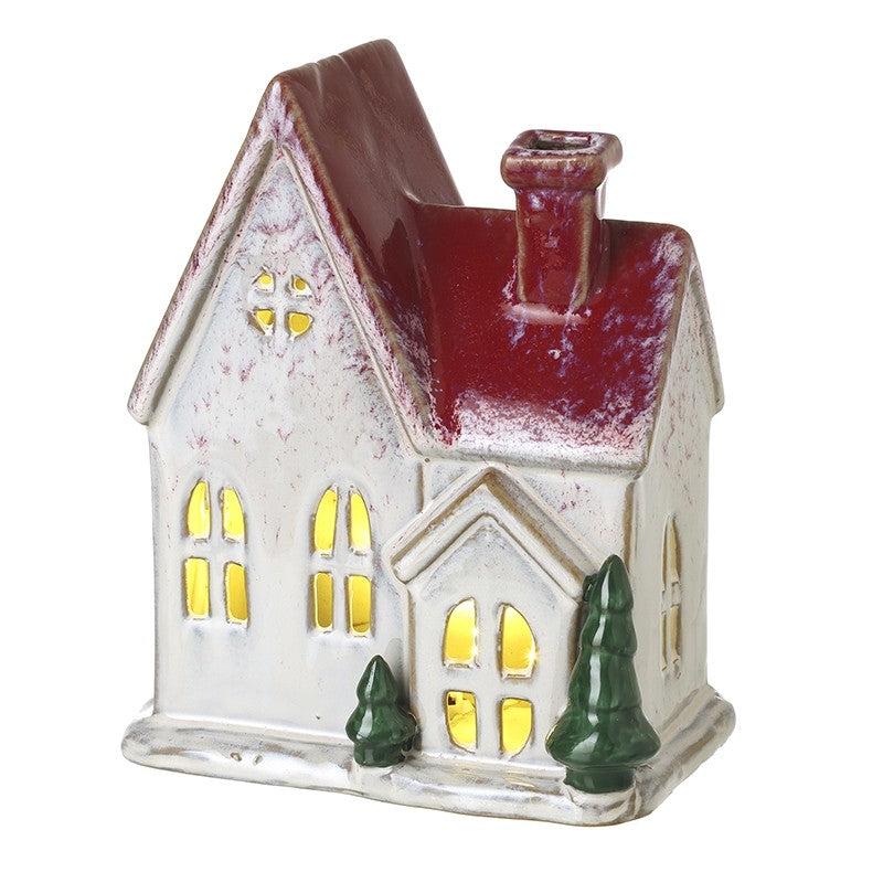 Light Up Red Roof Christmas House 18cm