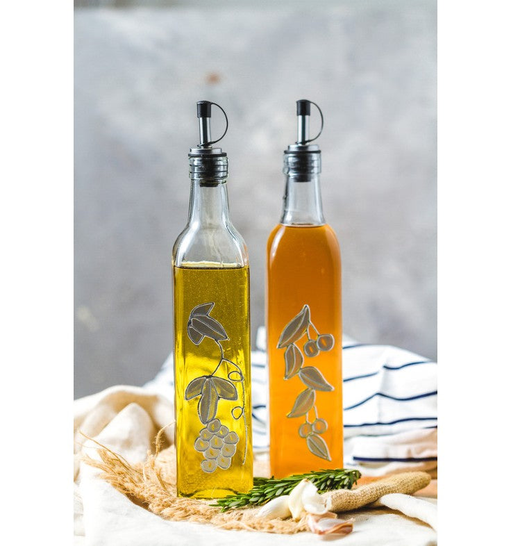 KitchenCraft World of Flavours Italian Set of 2 Glass Oil and Vinegar Bottles