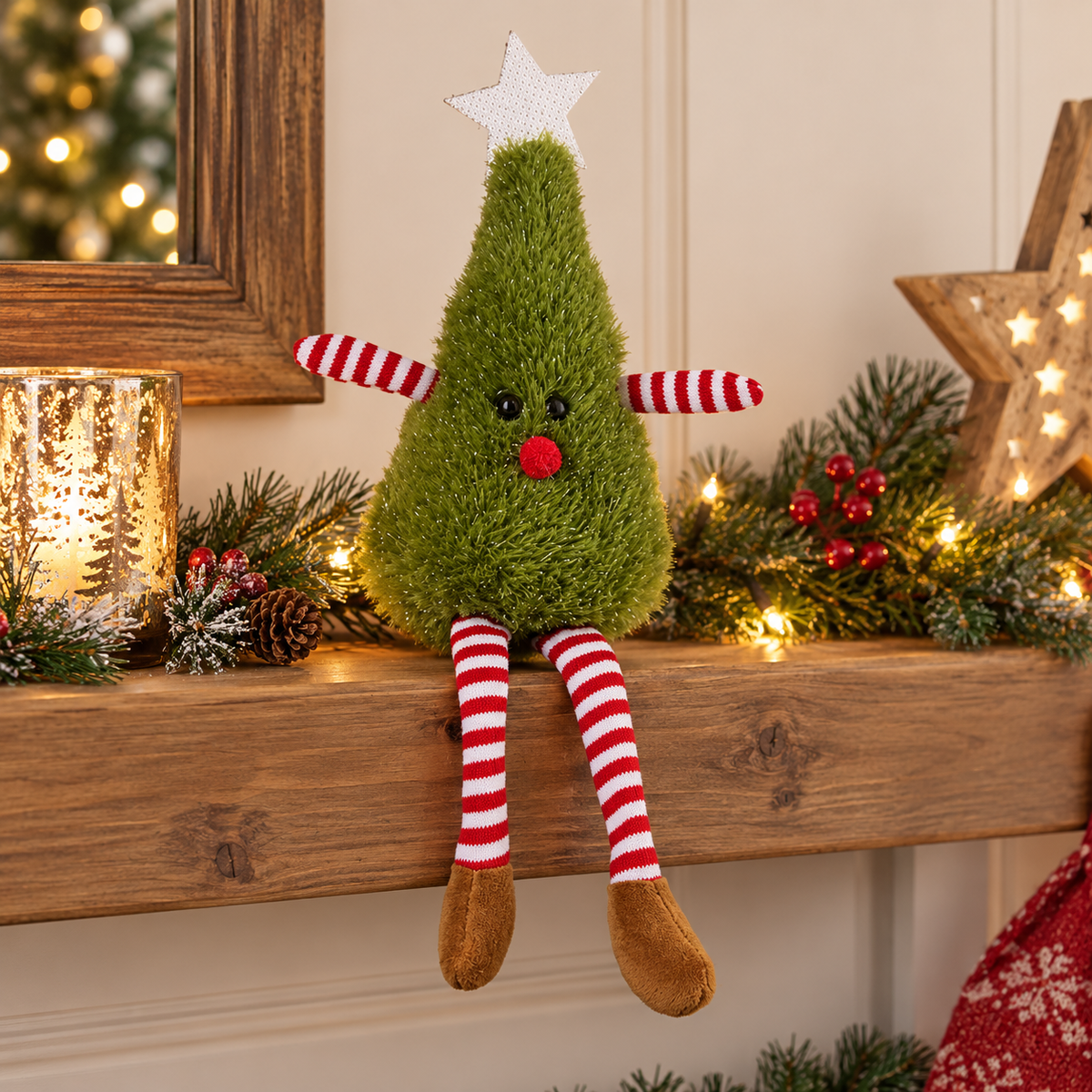 Christmas Tree With Stripey Legs 27cms by Heaven Sends