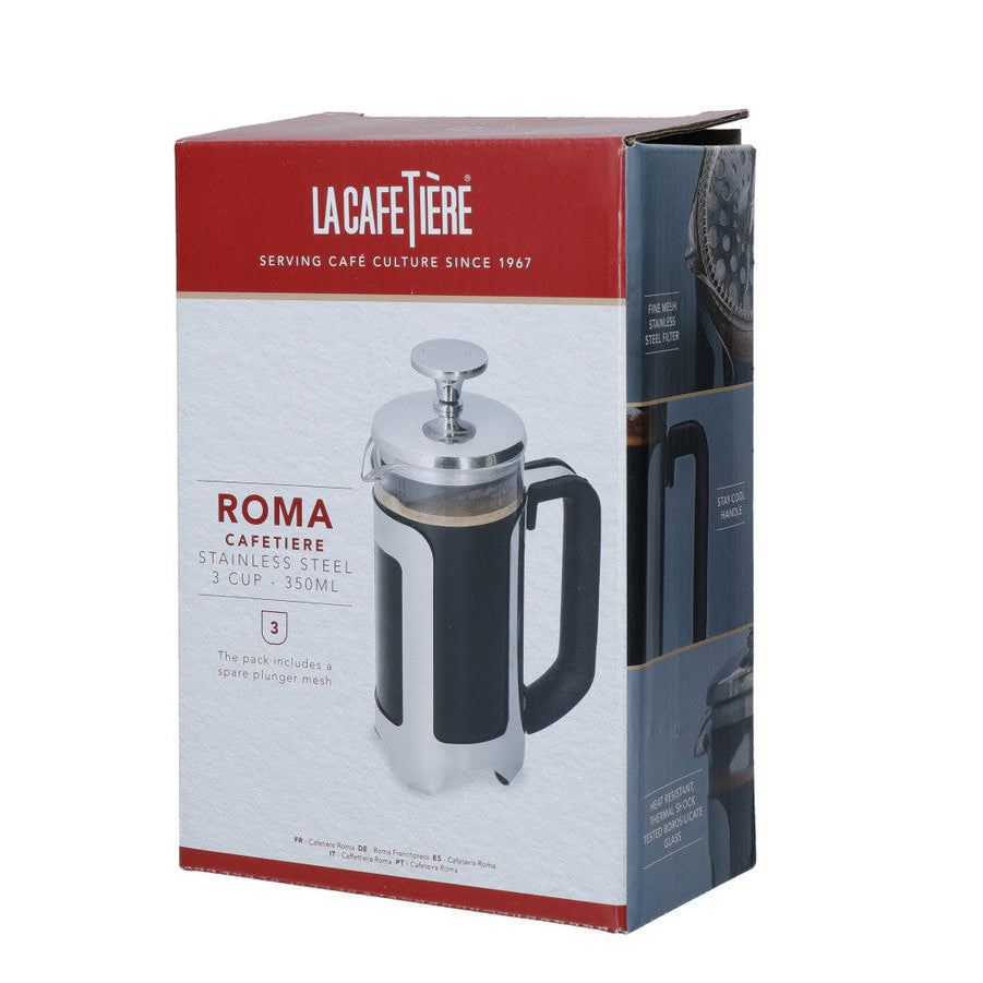 La Cafetière Roma 3 Cup Cafetière, Stainless Steel, 350ml