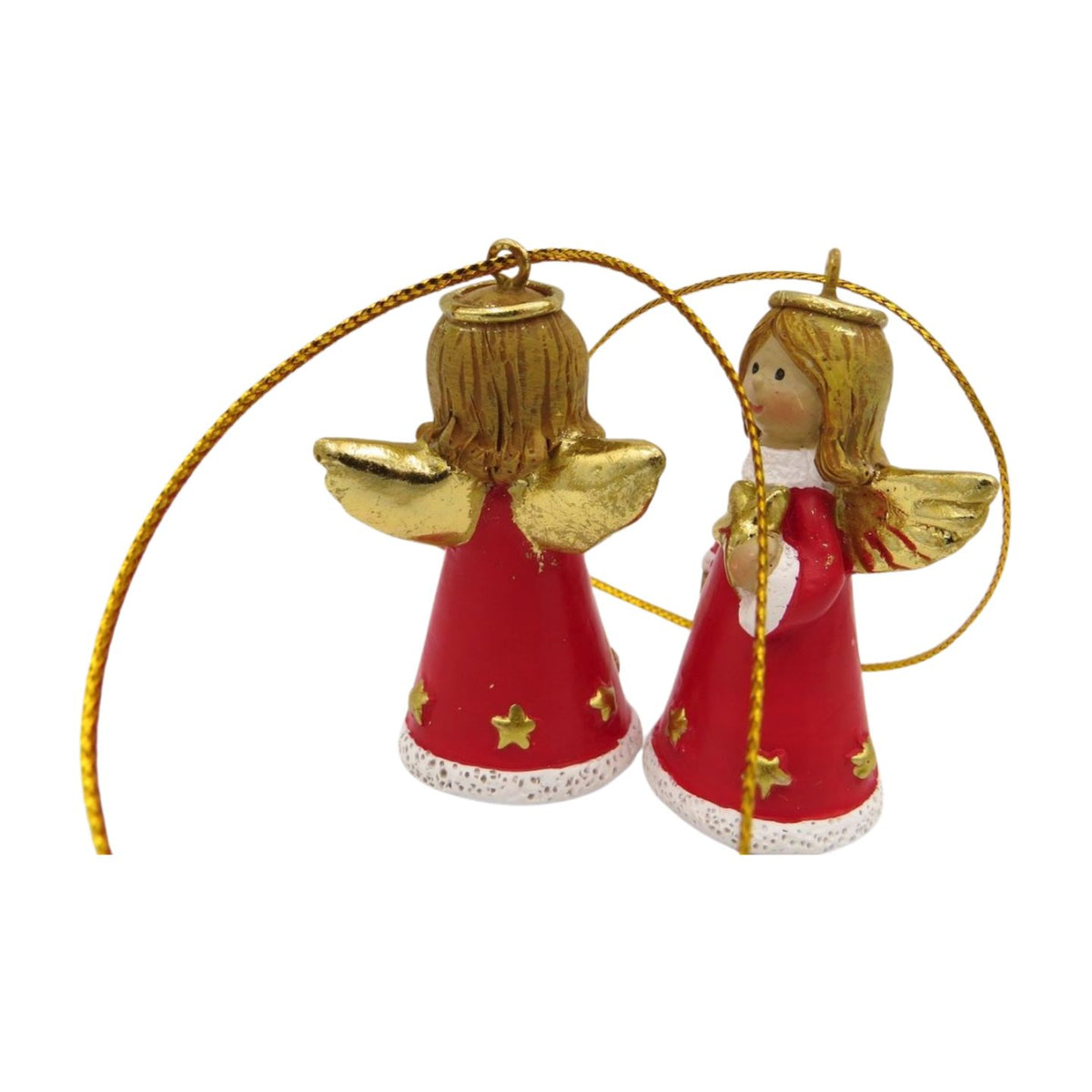 Single Red Angel with Gold Star Christmas Tree Decoration