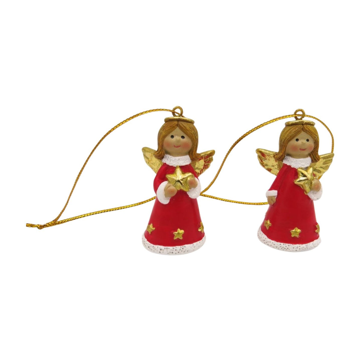 Single Red Angel with Gold Star Christmas Tree Decoration
