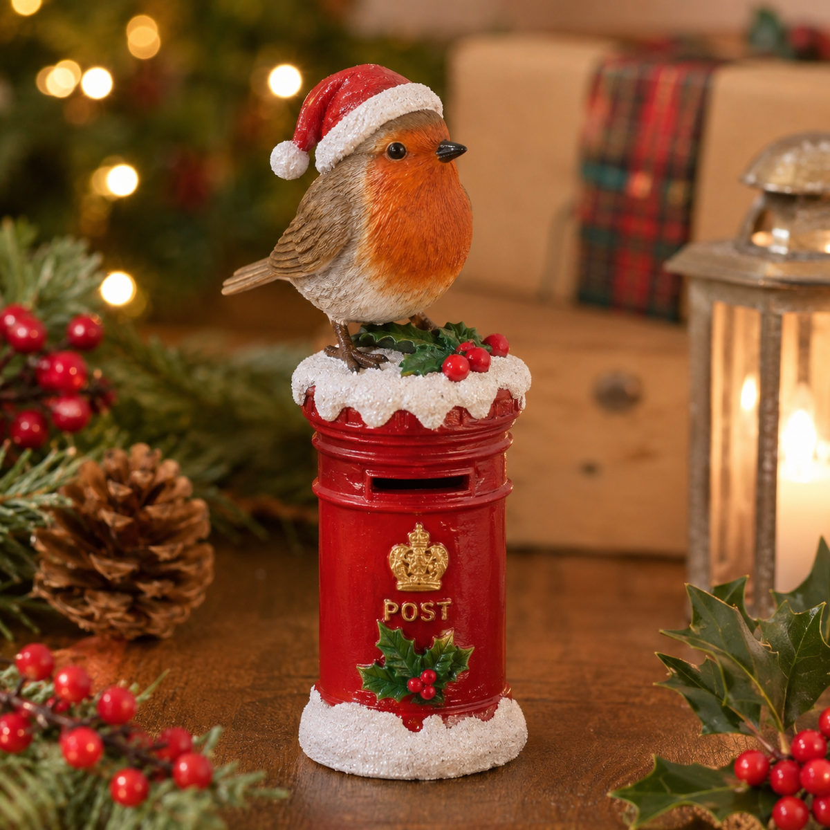 Christmas Robin on Red Post Box