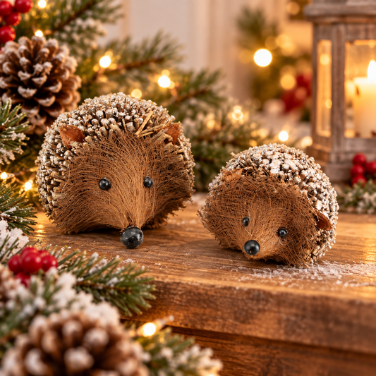 Gisela Graham Glitter Twig Hedgehog Ornaments 14cm – Set of 2 Assorted
