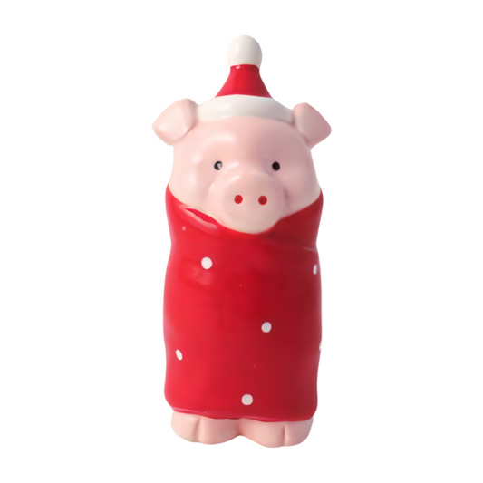 Ceramic Standing Pig in Blanket Figure 12.4cm