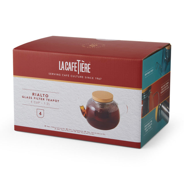 La Cafetière Rialto Glass Infuser Teapot With Filter And Wooden Lid, 4 Cup, 1.2L