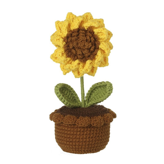 Yellow Crochet Sunflower In Pot