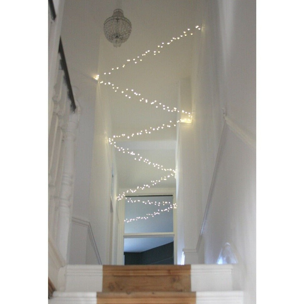 Silver Cluster Lights- LED Indoor/Outdoor Light Chain - Mains or Battery Powered