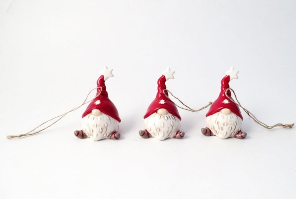 Ceramic Hanging Santa / Gonk Christmas Tree Decoration