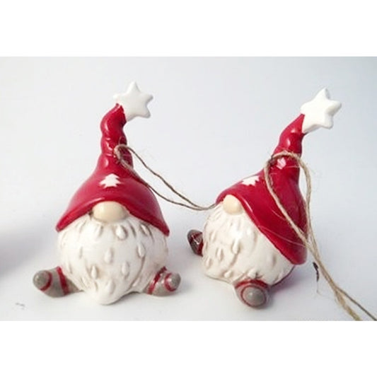 Ceramic Hanging Santa / Gonk Christmas Tree Decoration