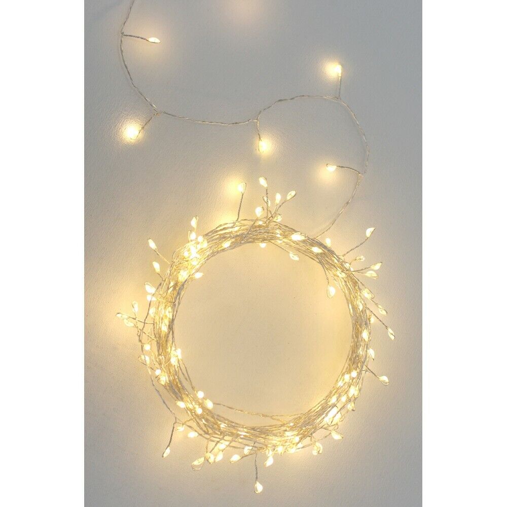 Silver Cluster Lights- LED Indoor/Outdoor Light Chain - Mains or Battery Powered