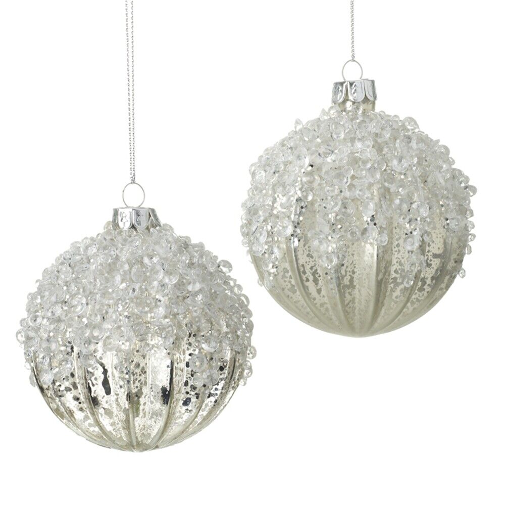 Heaven Sends Hanging Silver Glass Decoration Single Bauble