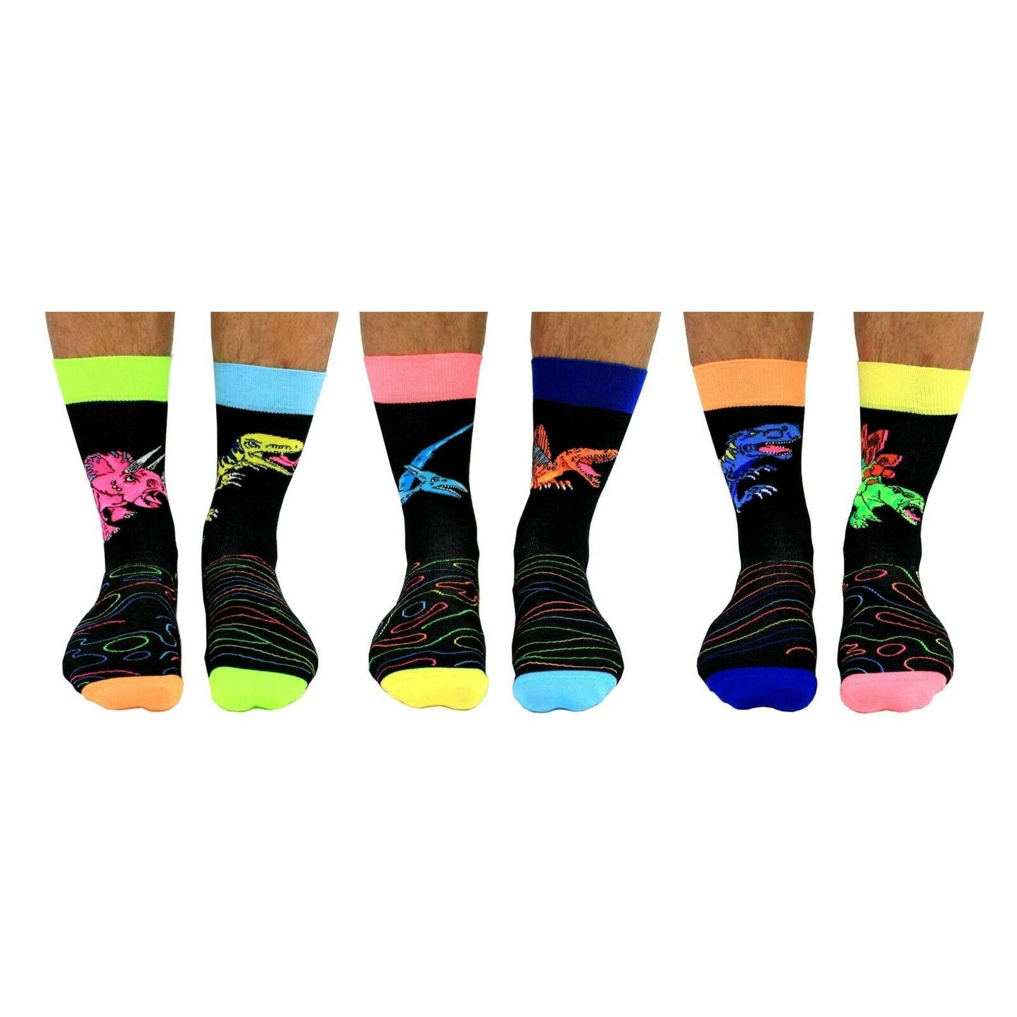 United Oddsocks DINOSOCKS Six Dinomite Odd Socks For Men Size 6 -11