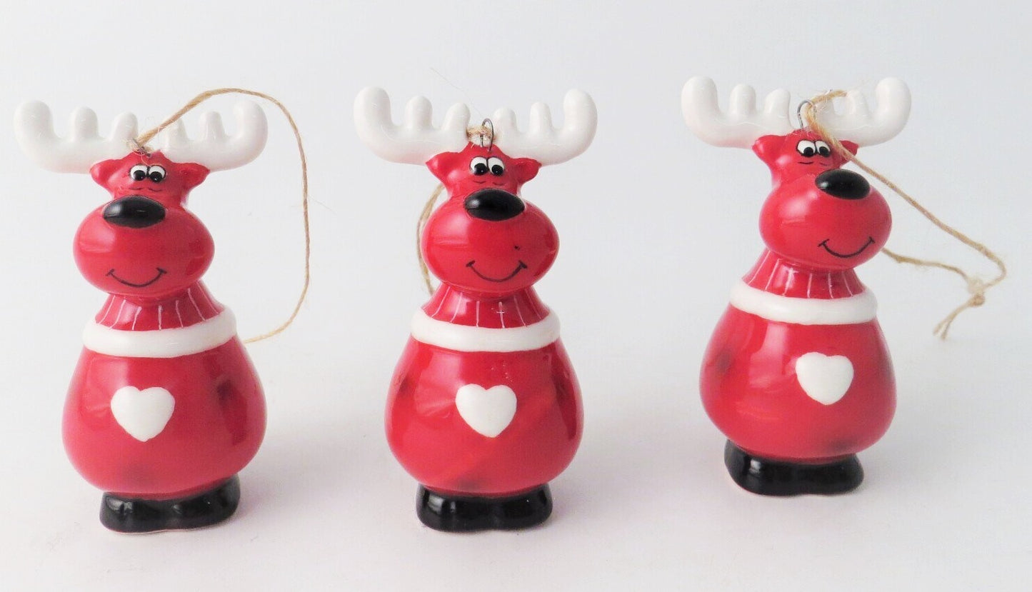 Red Reindeer Hanging Christmas Decoration - Single