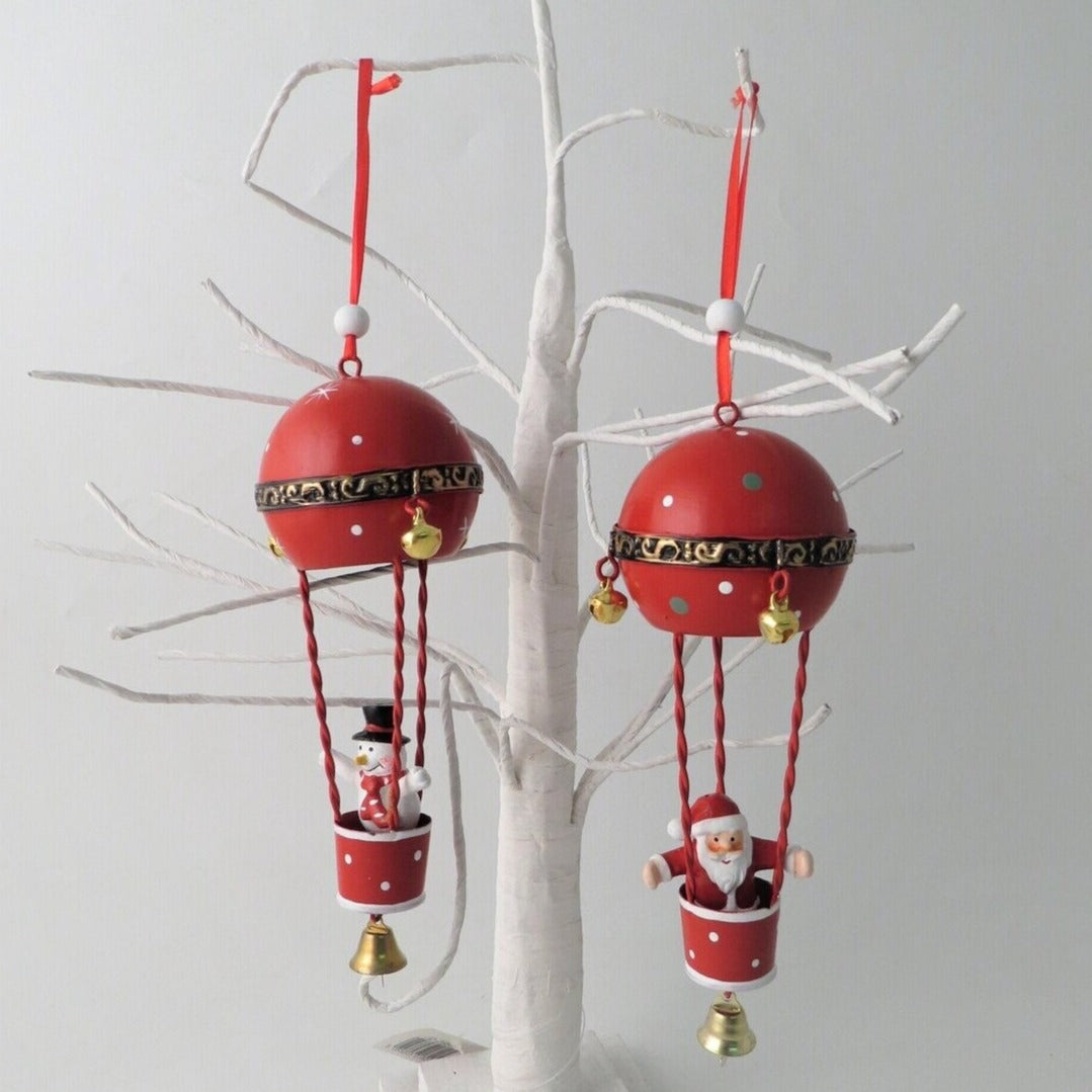 Santa or Snowman Metal Hot Air Balloon Hanging Christmas Decoration