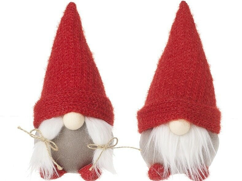 Mr & Mrs Gonks In Red Hats Christmas Decorations - One of Each