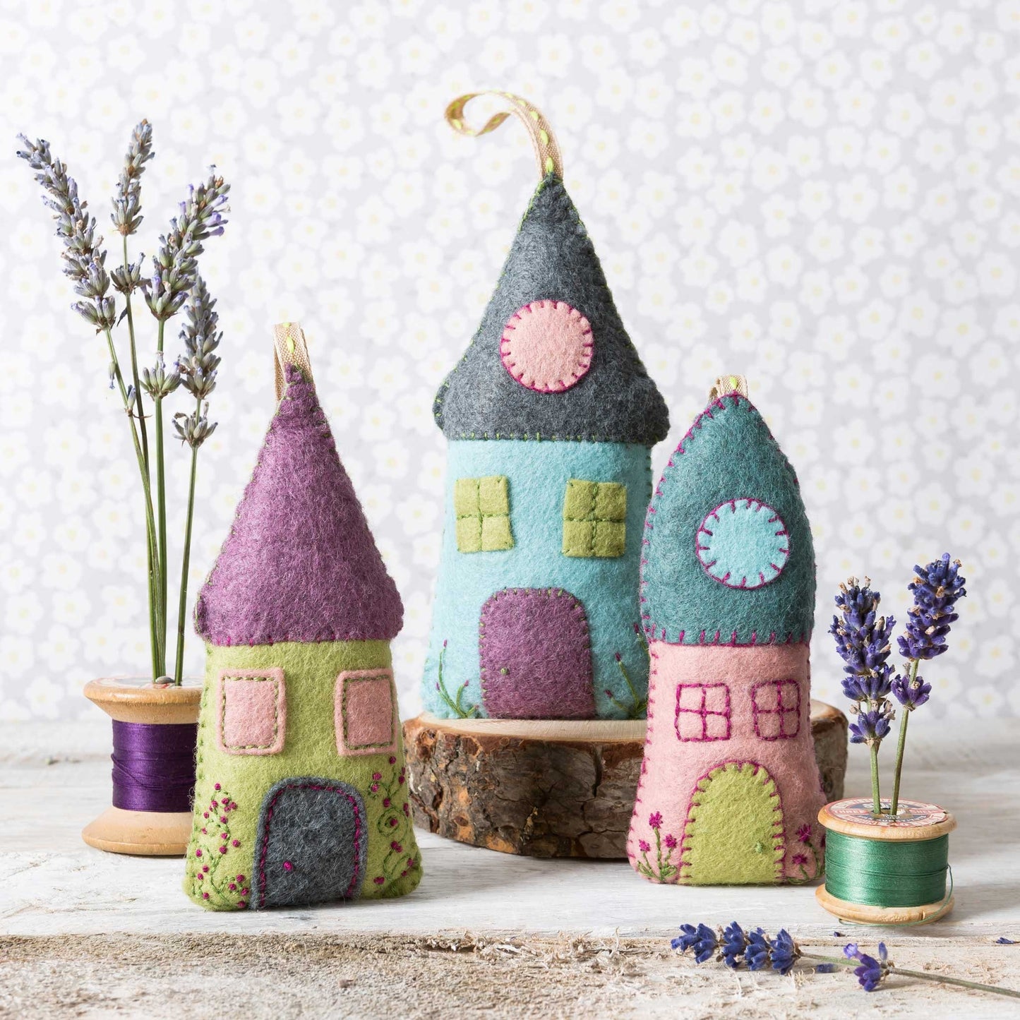 Felt Lavender Houses Sewing Craft Kit