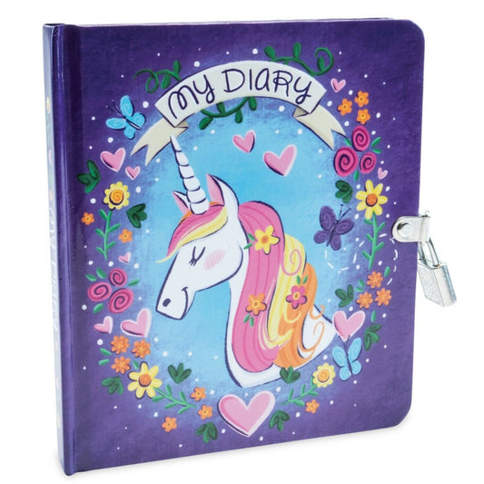 Unicorn Lock & 2 Keys Diary with Key-Keeper Necklace