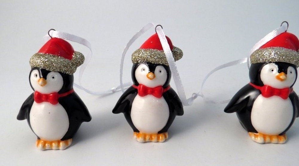 Ceramic Hanging Penguin Christmas Tree Decorations