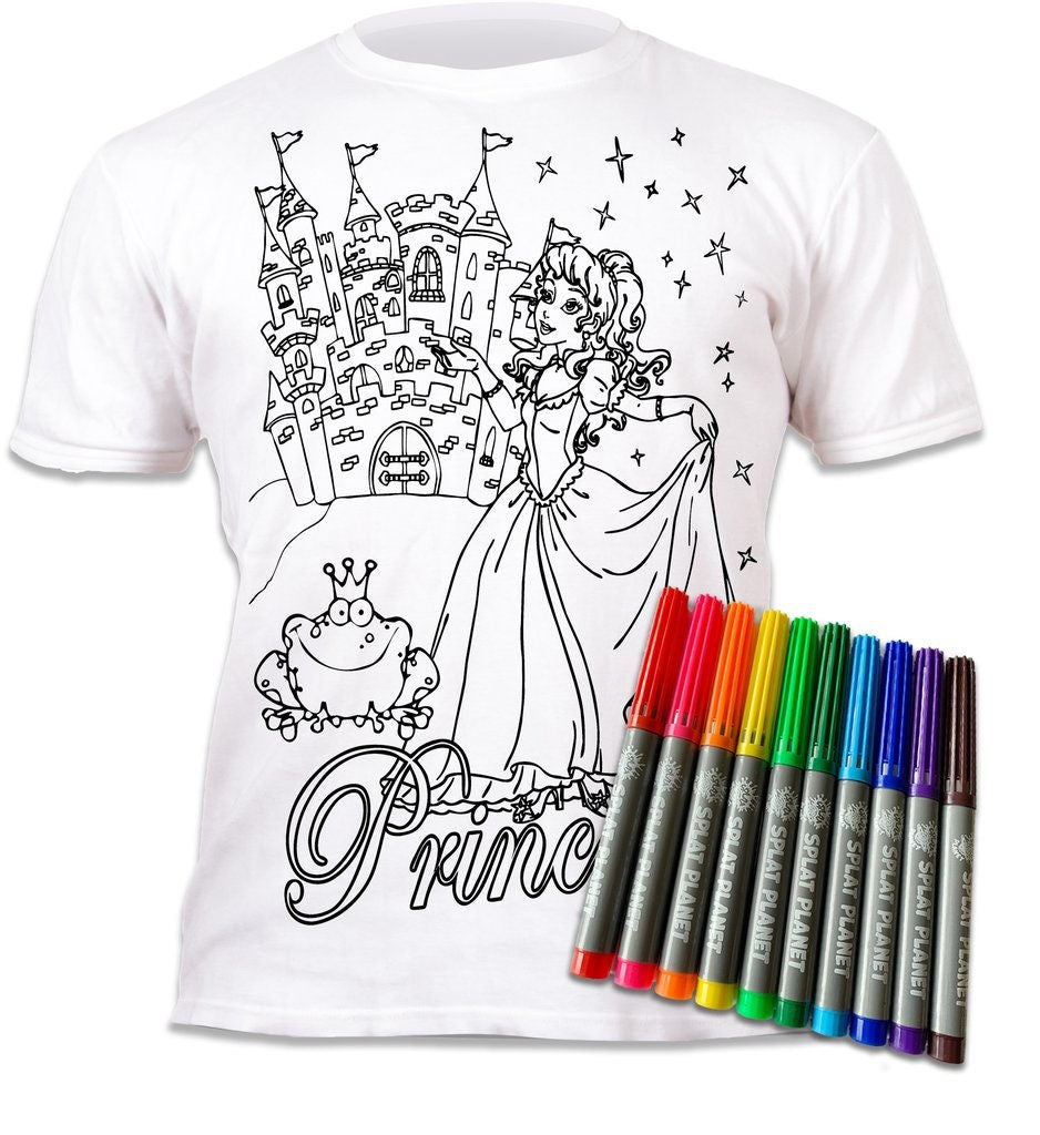 Splat Planet Colour In Children's T-Shirt - Princess - Pens Included