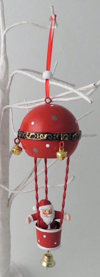 Santa or Snowman Metal Hot Air Balloon Hanging Christmas Decoration