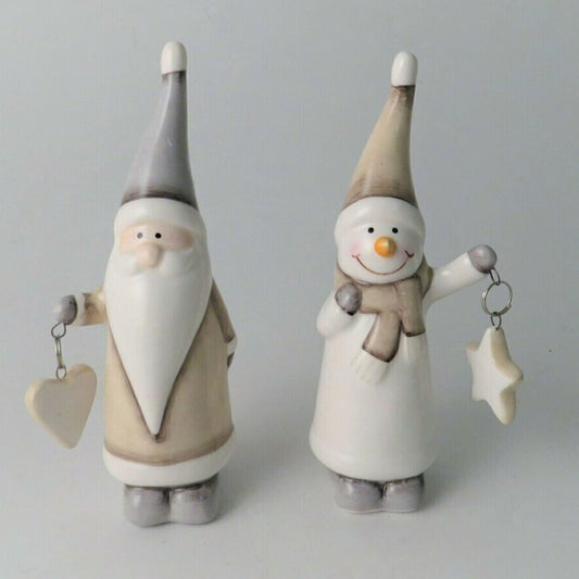 Set of 2 Mr & Mrs Santa/Snowman Figures - 2 Sizes