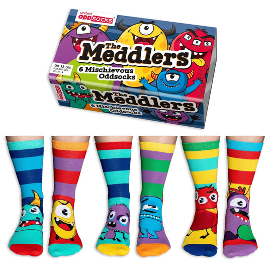 United Oddsocks The Meddlers Set Of 6 Socks UK Size 12-5.5