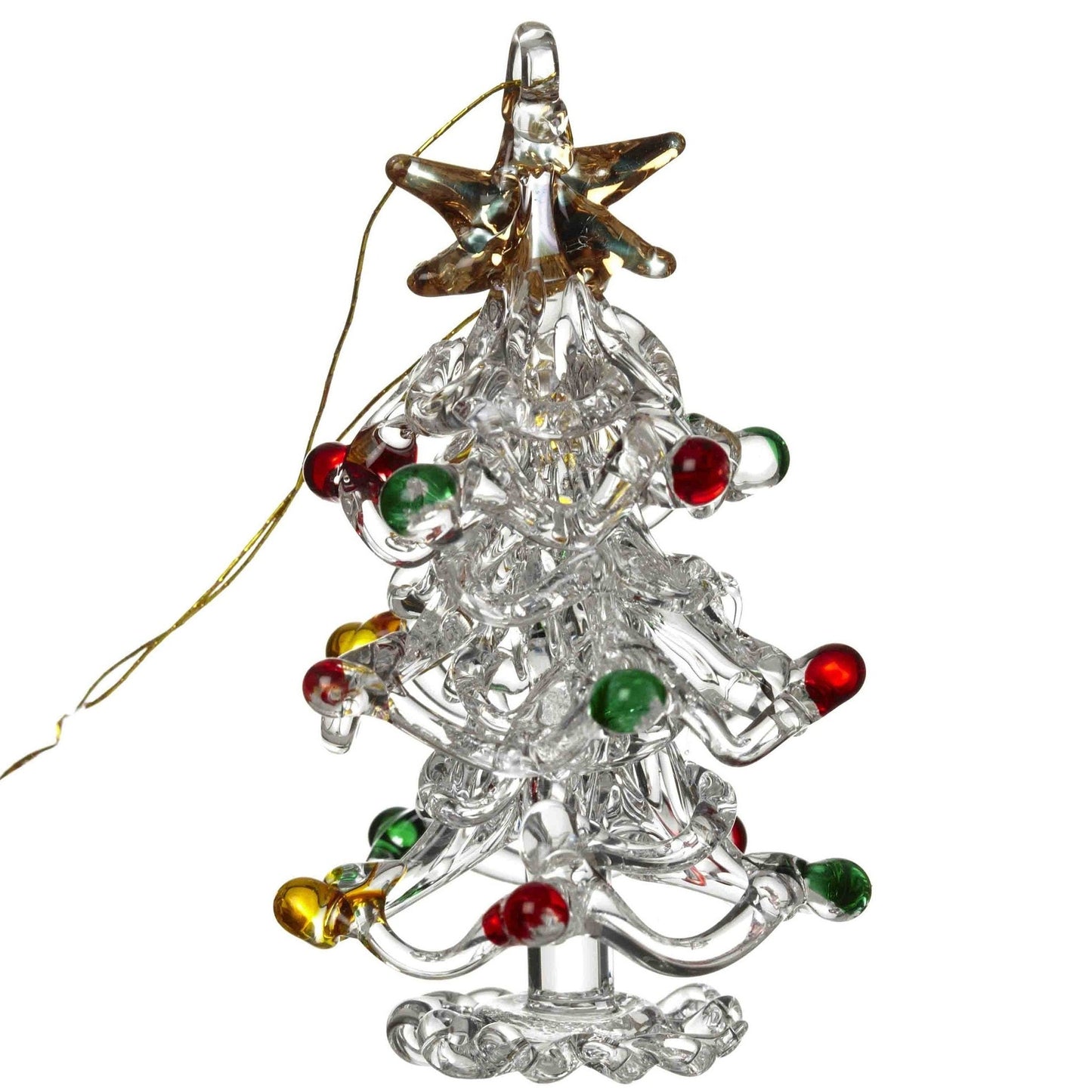 Glass Christmas Tree With Colour Baubles Hanging Decoration