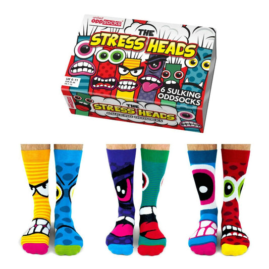United Oddsocks Men's Stress Heads 6 Odd Socks Gift Box