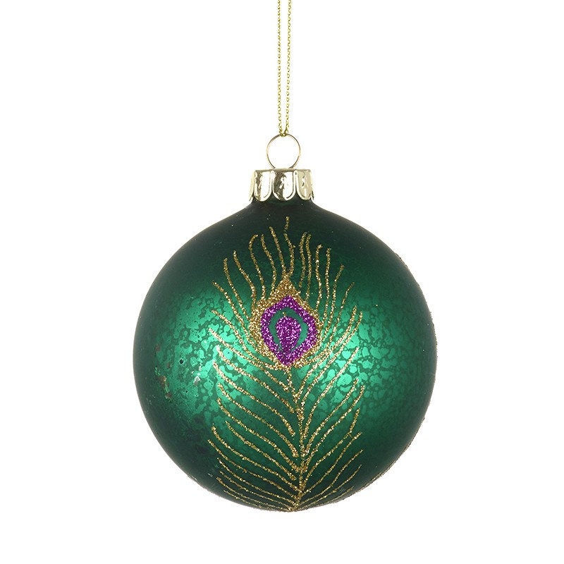 Peacock Feather Style Bauble - Christmas Decoration