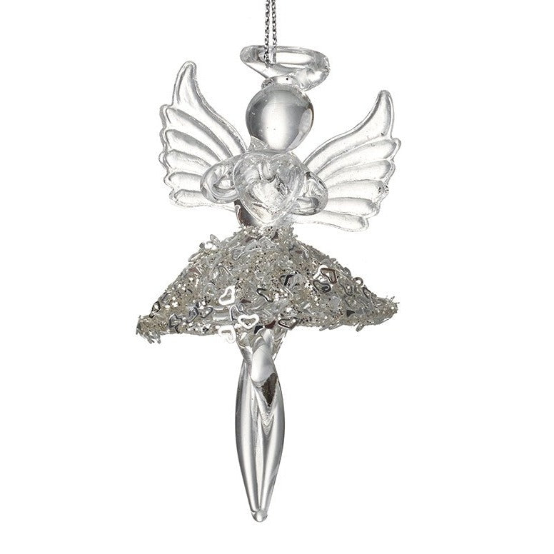 Glass Hanging Angel With Detailed Skirt Christmas Decoration