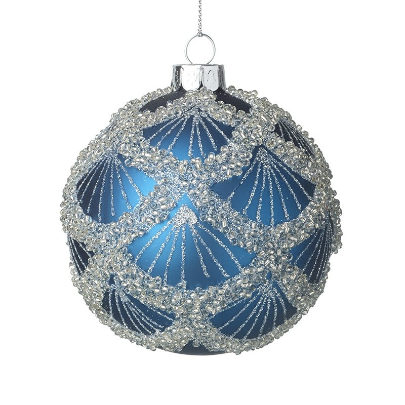 Blue and Silver Glass Decorative Bauble