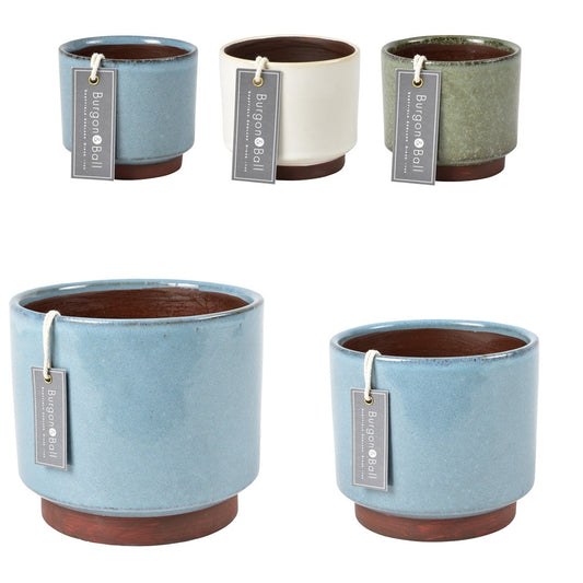 Malibu Blue, Green or Cream Glazed Pots by Burgon & Ball